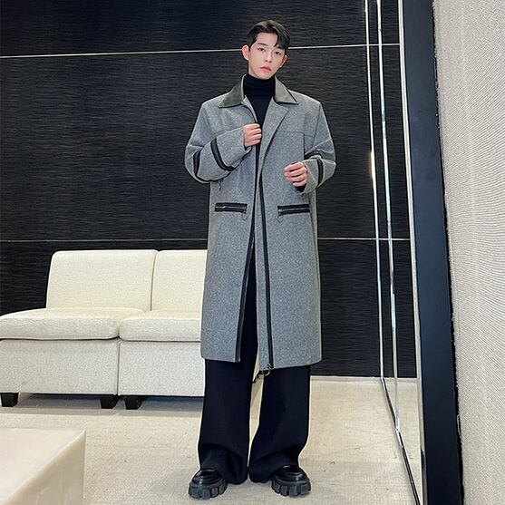 【予約販売】コート チェスターコート アウター ロング丈 シンプル ビジネス 防寒 メンズ グレー 男前 シック 防寒 お洒落 こなれ感 ベーシック 秋冬 大きいサイズ M/L/XL