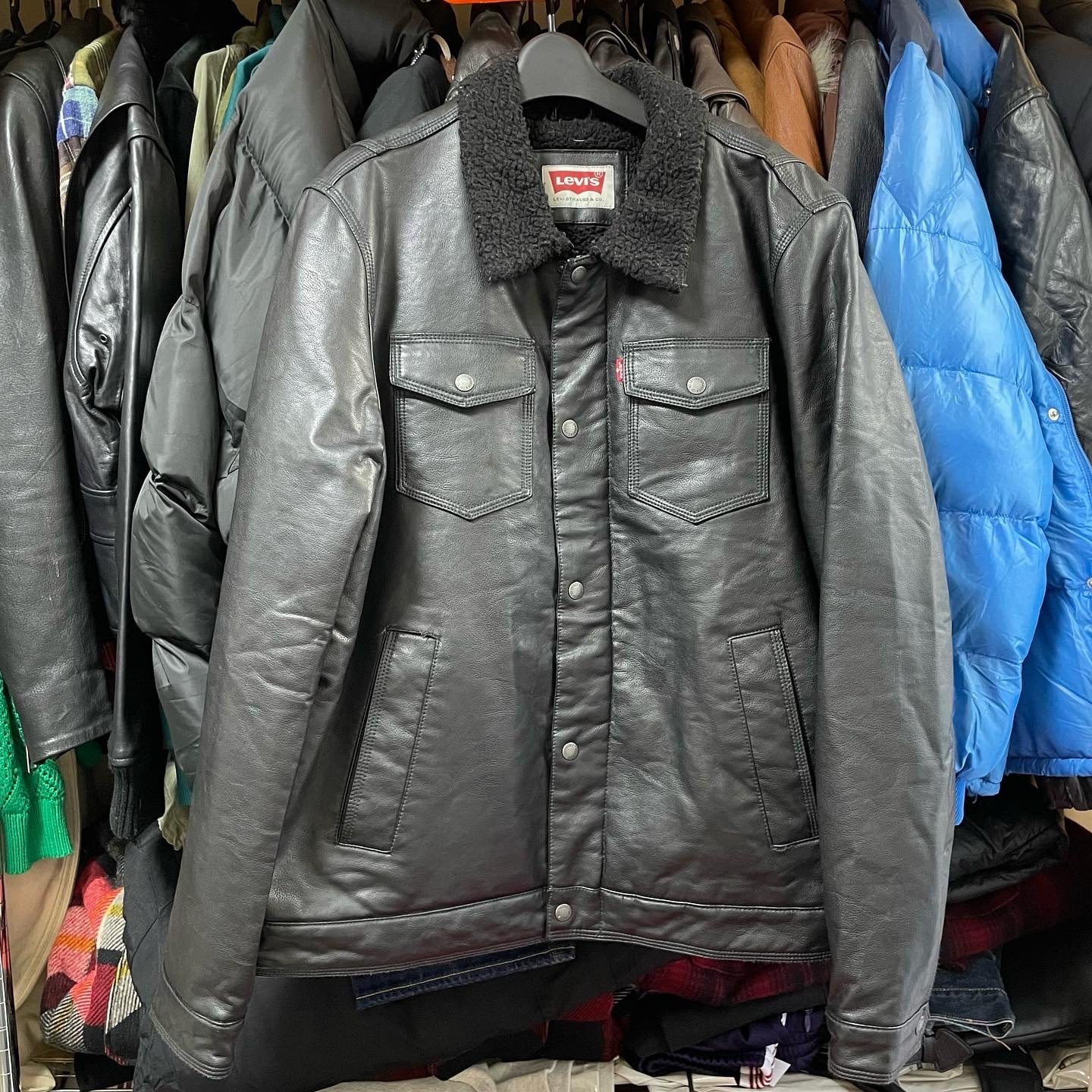 LEVIS フェイクレザー ボアジャケット ブラック Lサイズ リーバイス 黒