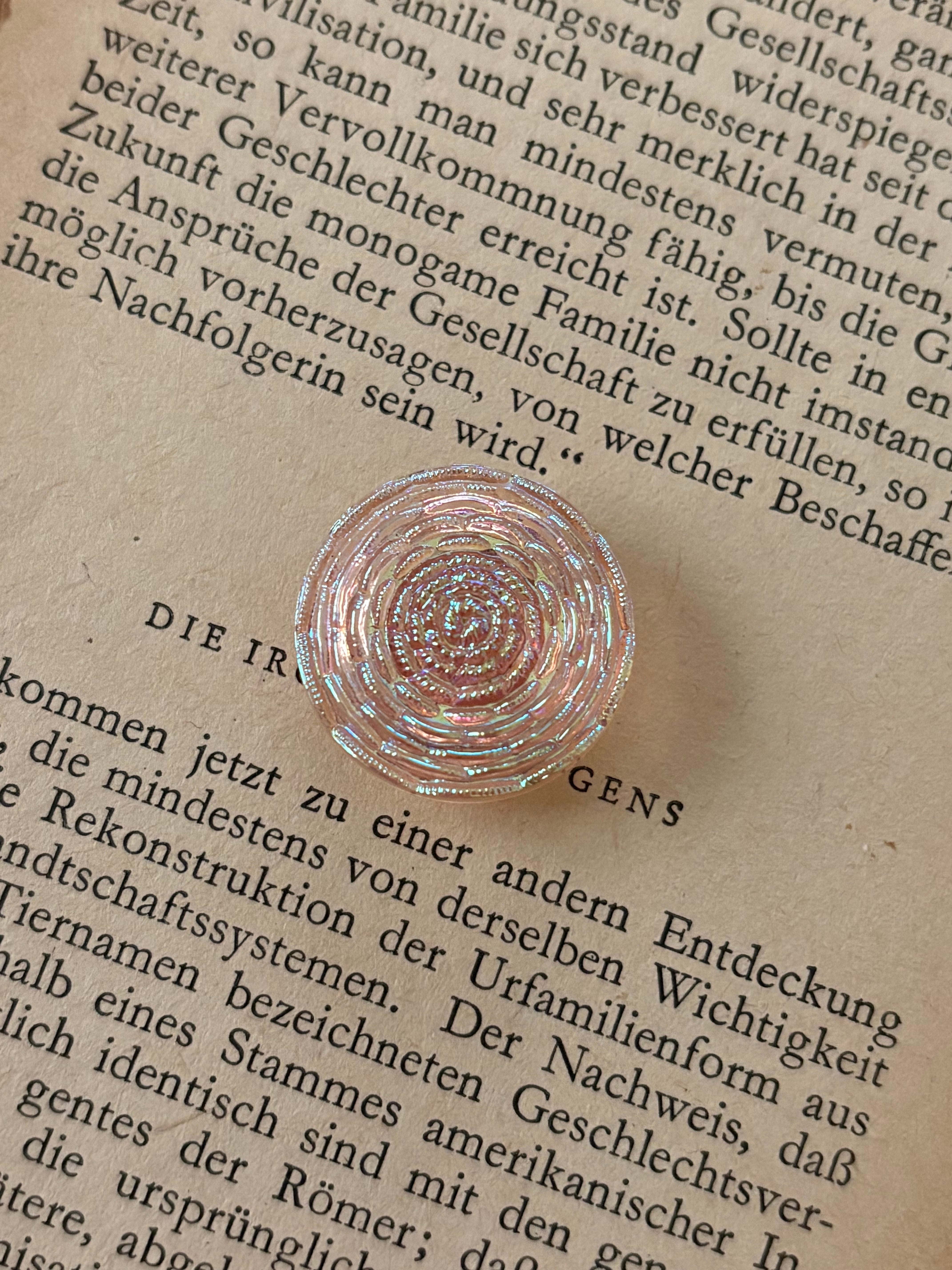 22mm フランス Vintage ガラスボタン ピンク アクセサリーパーツ デコレーション材 ヴィンテージボタン
