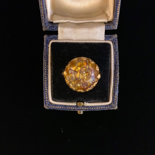 Dragon's breath glass yellow round ring