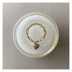 Silver Dot Heart Gold Clear Glass Chain Bracelet