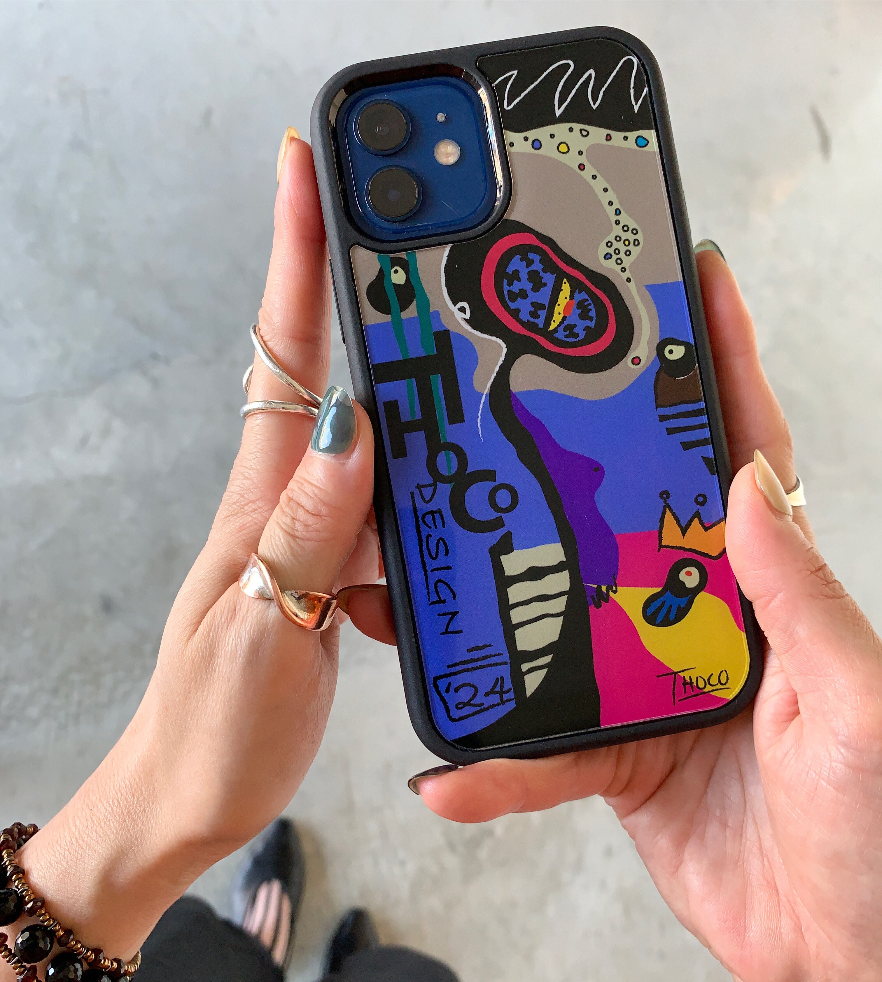 iPhone用ケース カラフルアートデザイン スマホケースに個性を⭐︎他にはないオリジナルアートデザインで差を