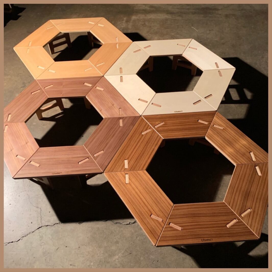 予約品】リバーシブルヘキサゴンテーブル 組み立て簡単 3ラインナップ