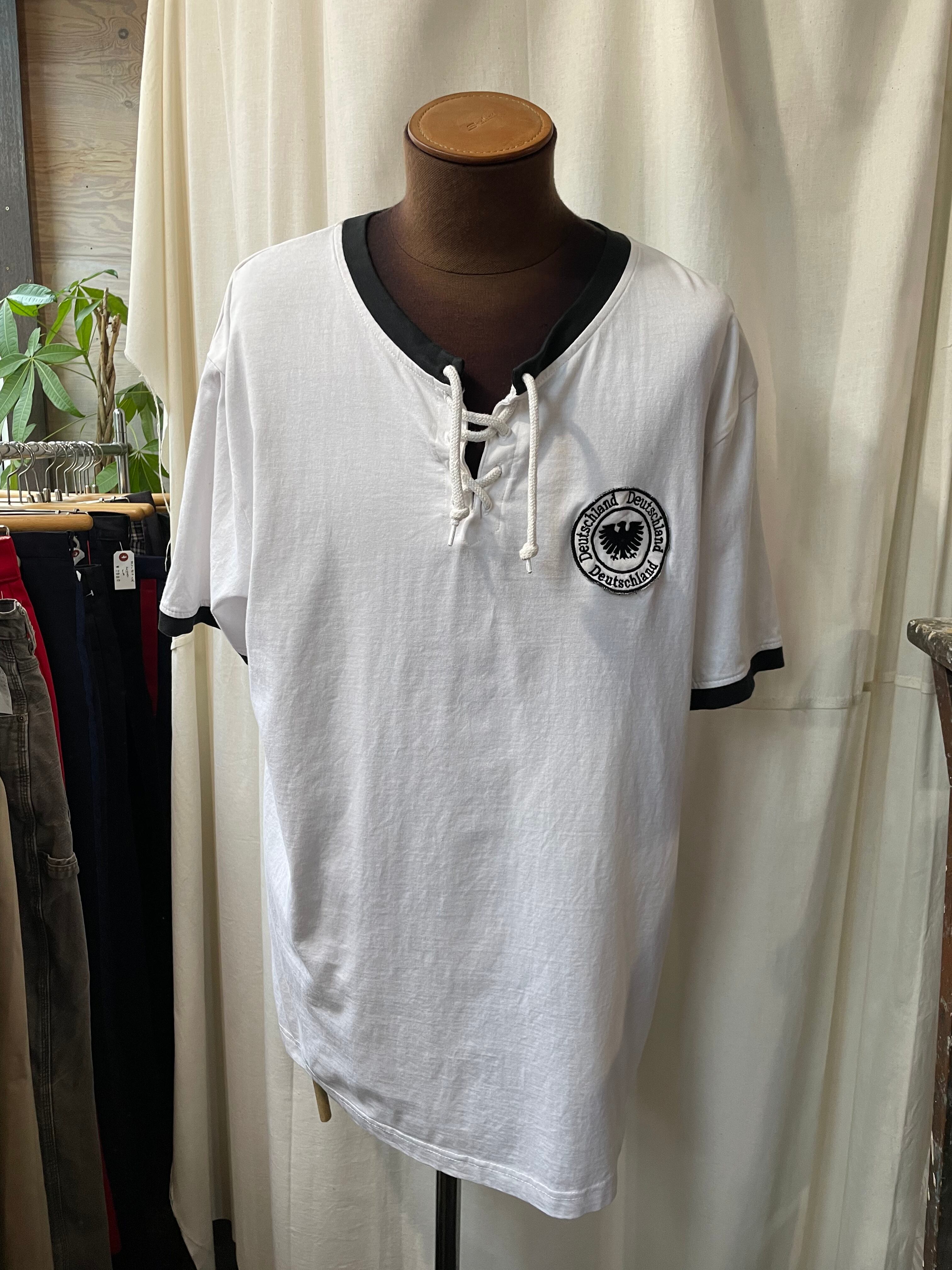 ヨーロッパ古着 ドイツ 編み上げ半袖Tシャツ シュバシコウ Euro