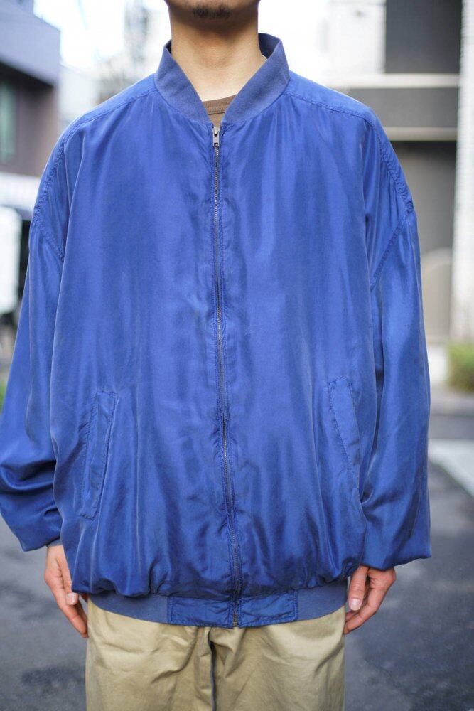 Naked Silk] Vintage Big Silhouette Silk Blouson Jacket [1990s