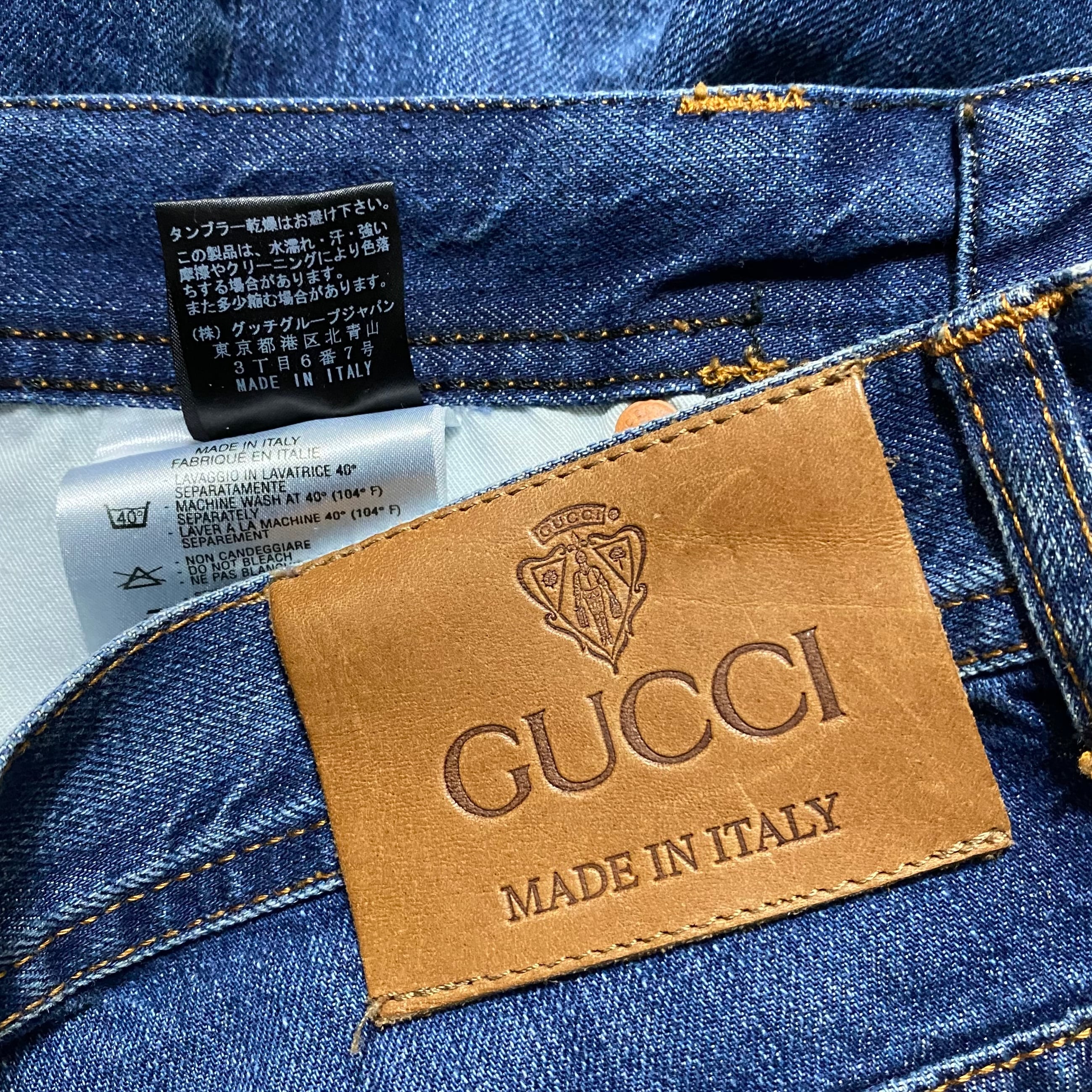 GUCCI embroidery denim pants “crest” | NOIR ONLINE