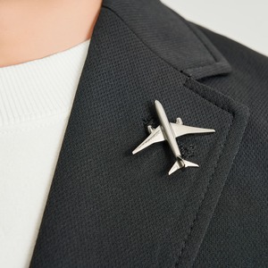 ステンレス製 飛行機 高級ピンバッジ（大）航空機 アクセサリー