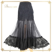 社交ダンス 衣装 スカート ブラック系 チャコット Chacott 黒 日本製 レース 上品 華やか 花柄 チュール 透け感 ダンス衣装 レッスン 練習 パーティー かわいい オールブラック