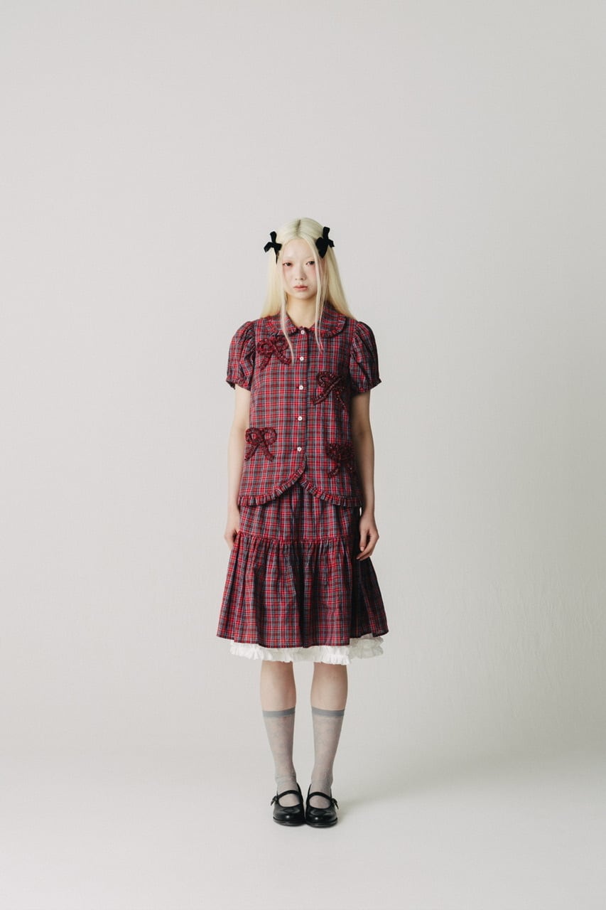 リボンデコレーションブラウス　RED
