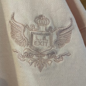 【LA EXIT】80s 90s USA製 スウェット トレーナー ワンポイント 刺繍ロゴ XL アメリカ古着