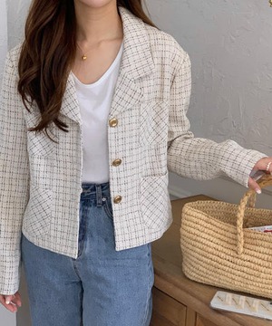 《即納商品》roi check tweed jacket