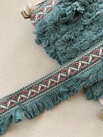 フランスVintage フリンジブレード ライトブルー×ピンク×ホワイト 40mm カルトナージュ デコレーション材 ヴィンテージトリム