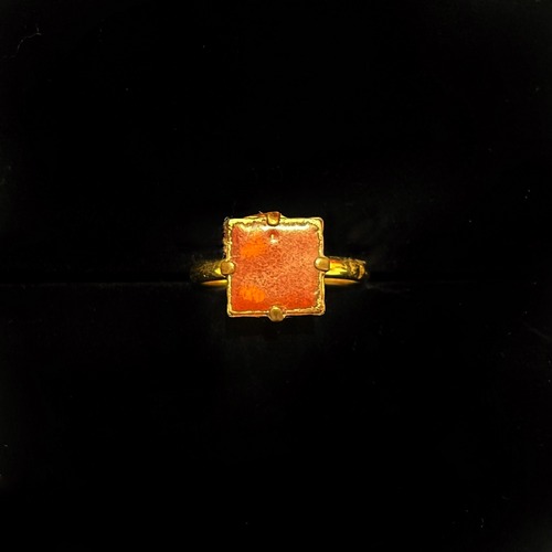 Orange brown enamel square ring