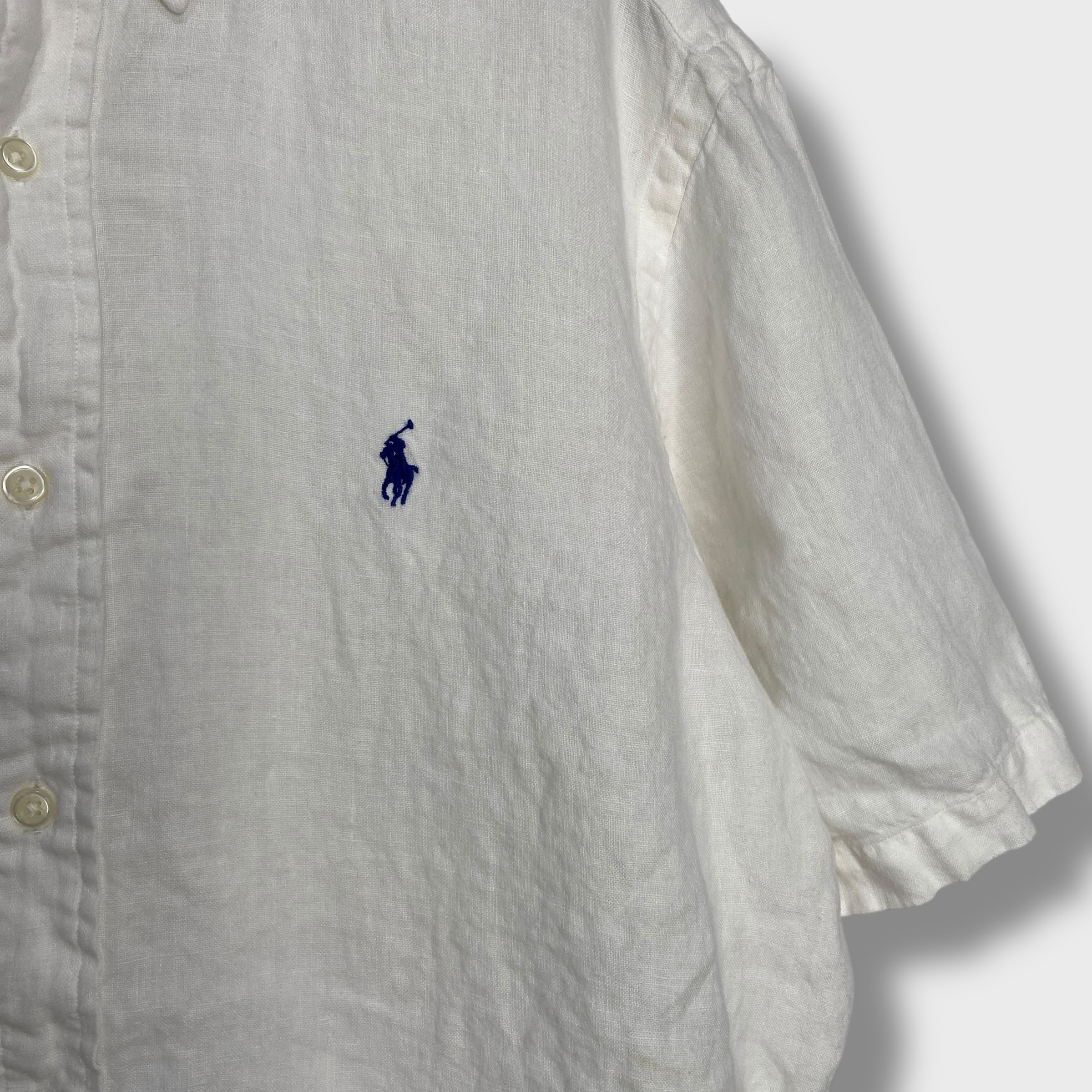Ralph lauren リネン半袖シャツ 白 M 90s ラルフローレン | 古着屋 Uan