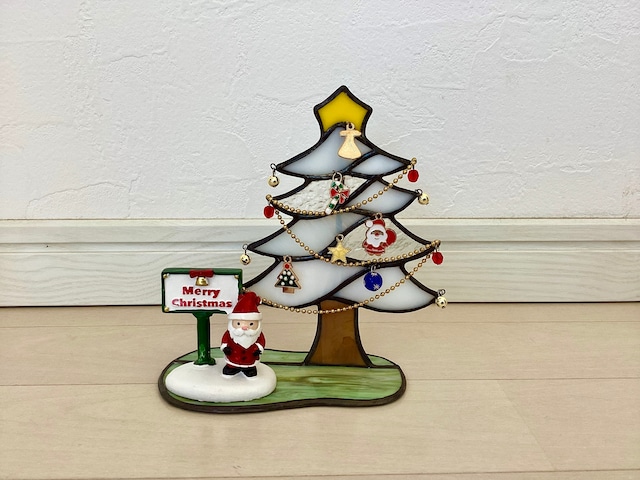 【ステンドグラス】クリスマスツリー 白 AM