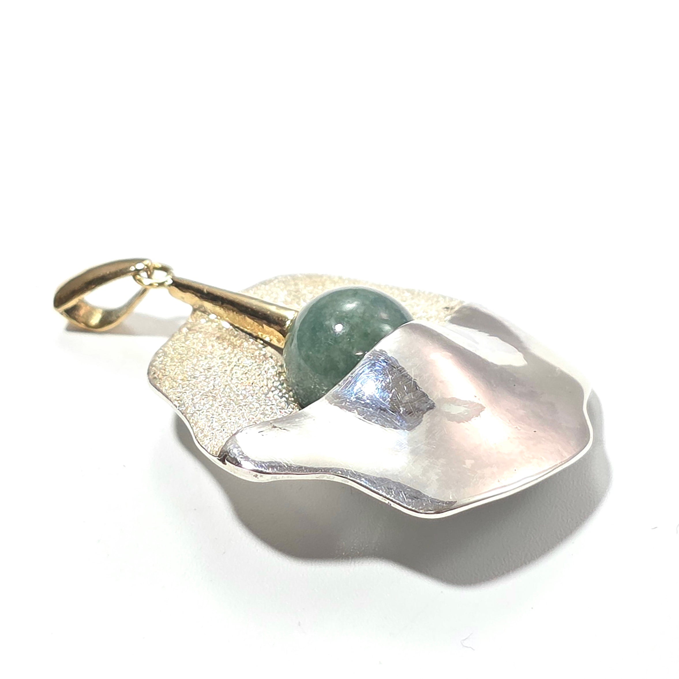 K18&SILVER :入コン沢ペンダントトップ:糸魚川翡翠:金具付き BPT0598