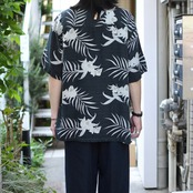 silk linen aloha shirt charcoal gray