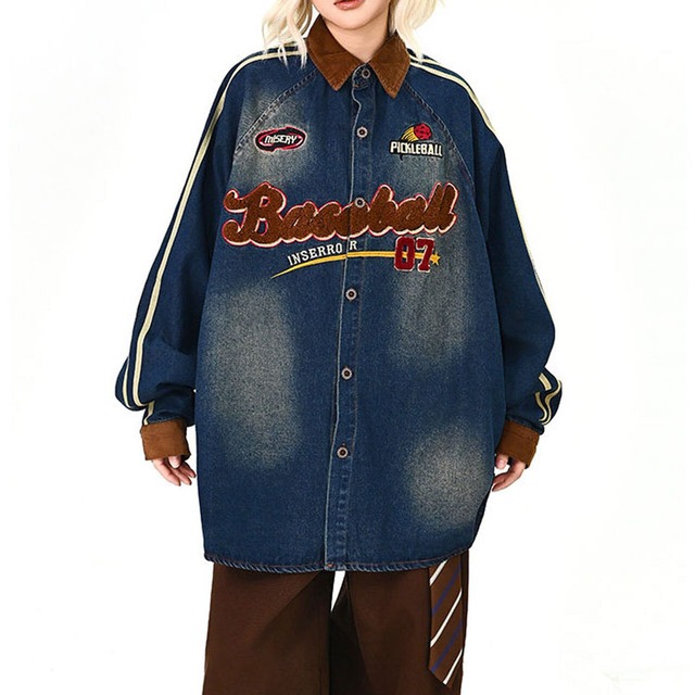 カレッジロゴワッペンラインシャツ   R01432