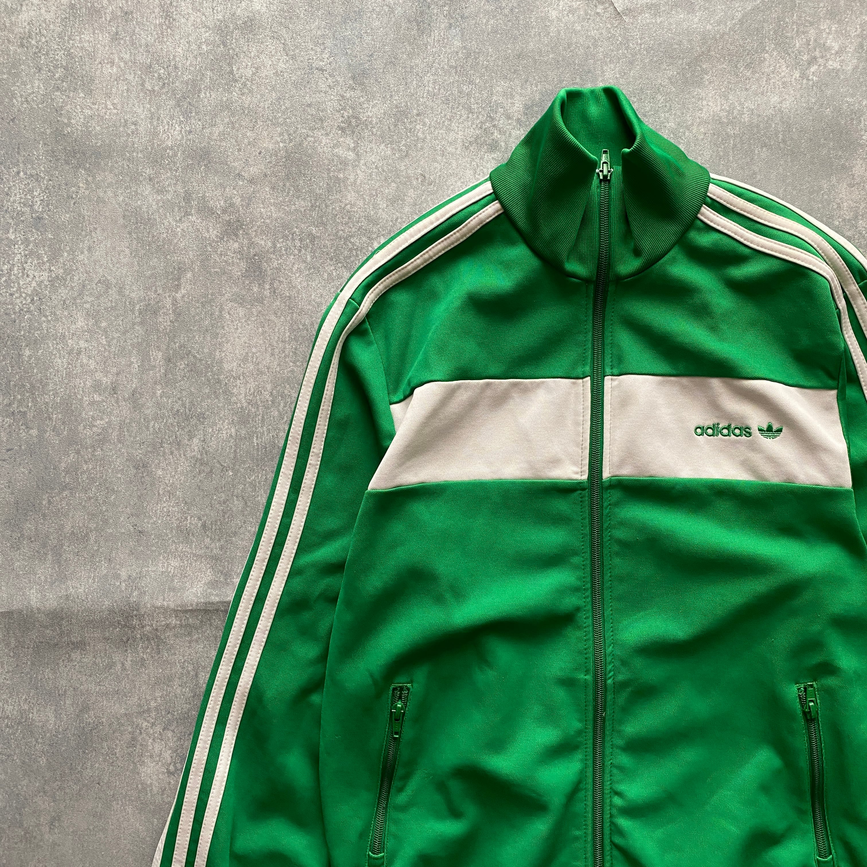 80s adidas バイカラー トラックジャケット グリーン 緑 ジャージ 