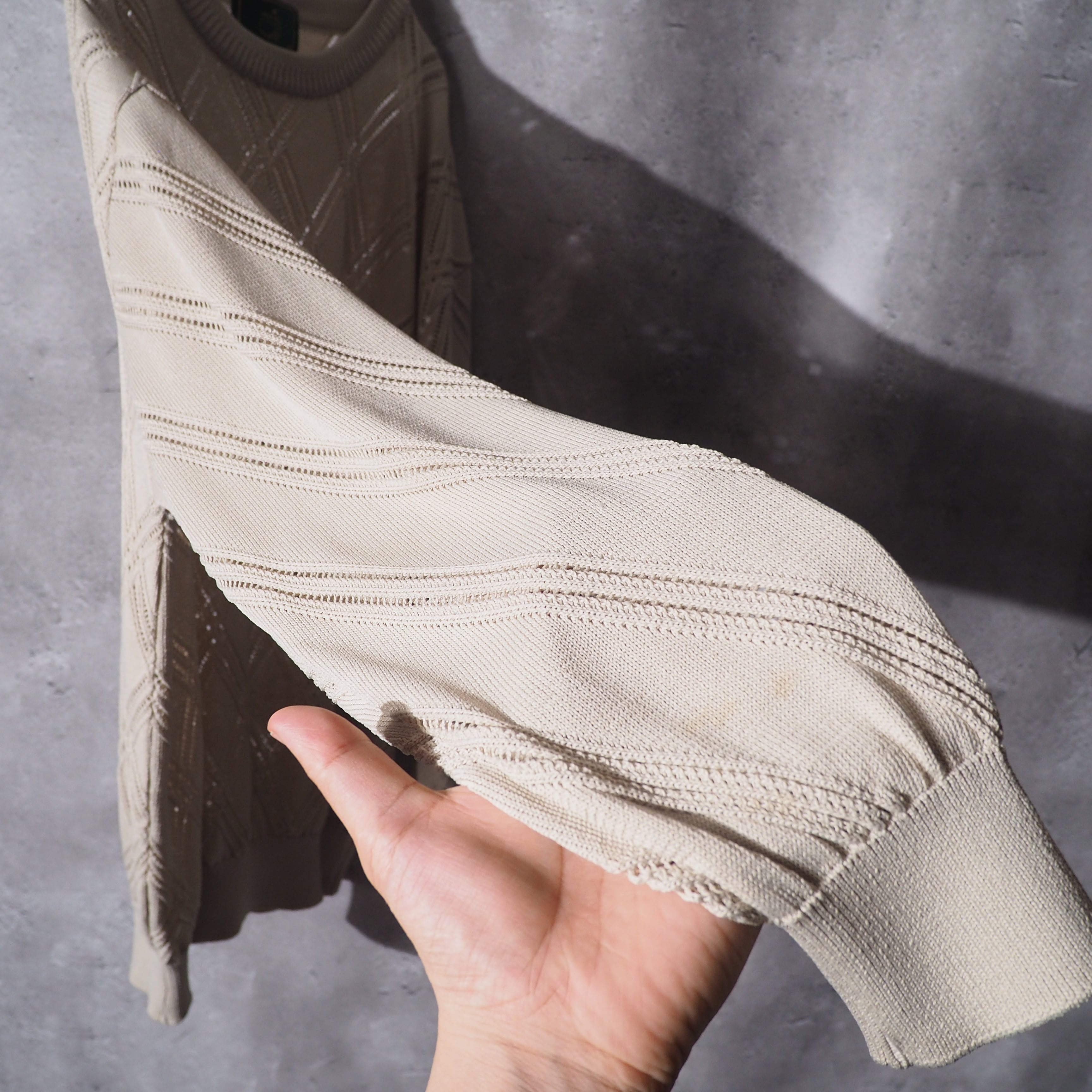 1990s Switching Mesh Embossed Vintage Loose Knit