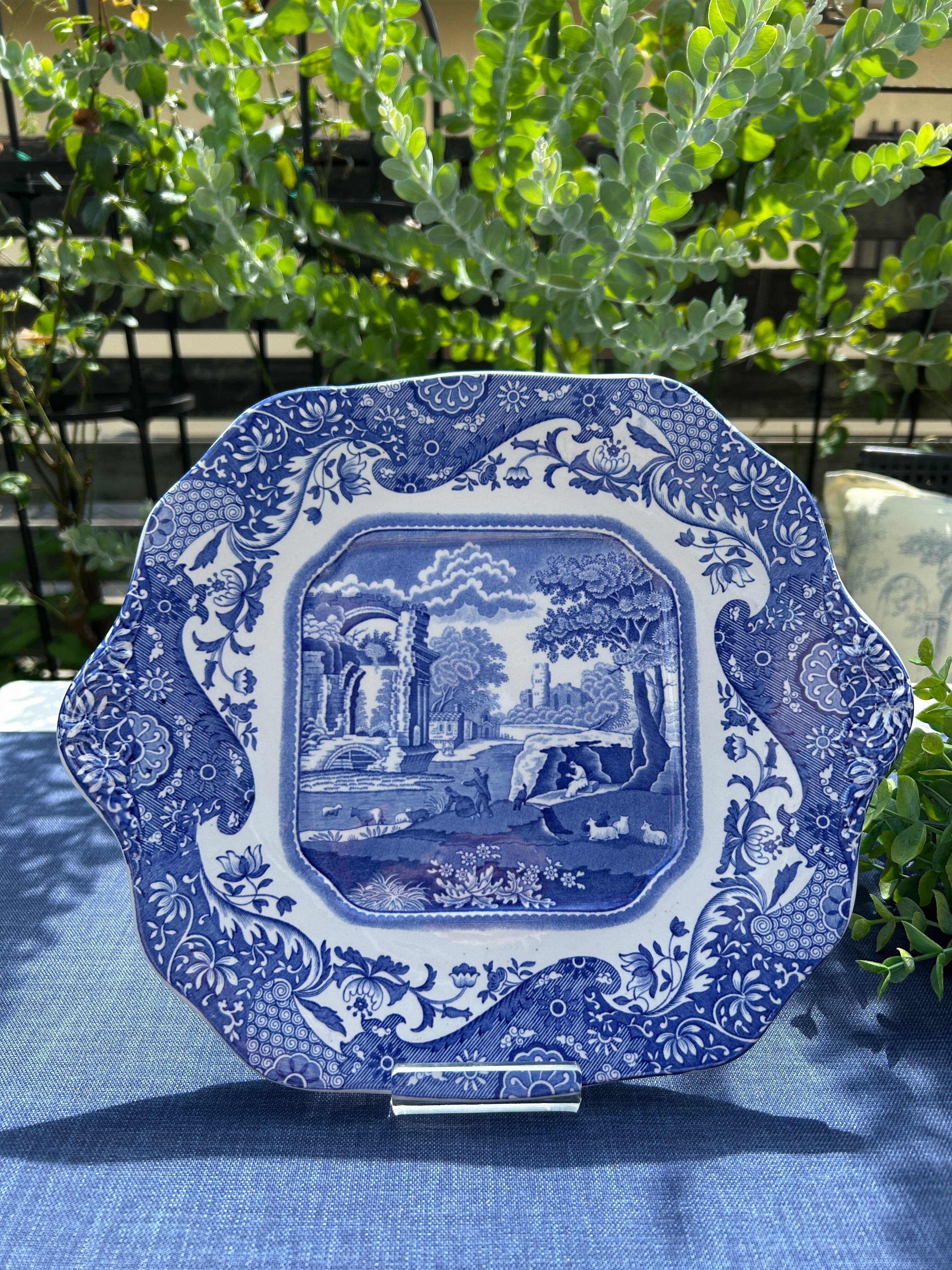 SPODE社　Blue Italian 両手付きプレート（29cm）(ポスト・コープランド期）