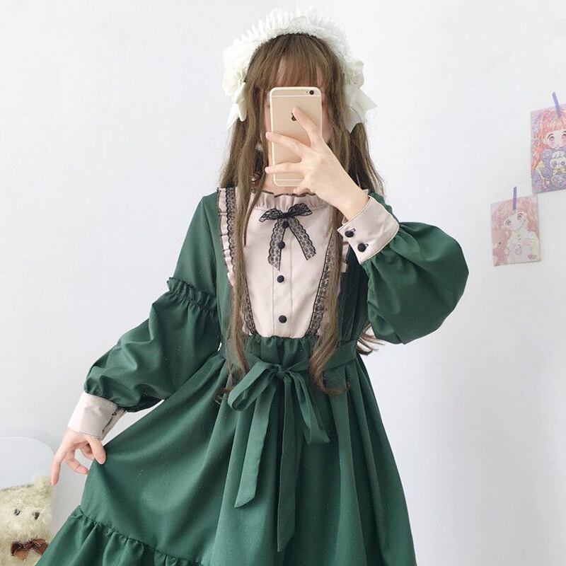 スカートの女性2020新しい夏のスタイルのかわいいステッチフリルハイウエストレースアップ小さなミドル丈のドレス 萌量不足61902802557