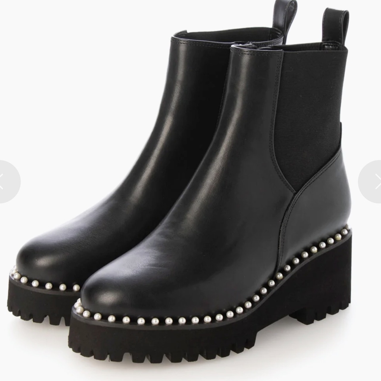 パール 6.5cm厚底ソールサイドゴアショートブーツ