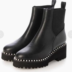 パール 6.5cm厚底ソールサイドゴアショートブーツ