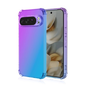 【特価処分】Google Pixel 10 Pro XL対応ケース グラデーションカバー 四角エアクッション 耐衝撃 Google Pixel 10 Pro XL適用クリアTPUソフトケース 全面保護 軽量 落下防止透明保護カバー ブルー＆パープル