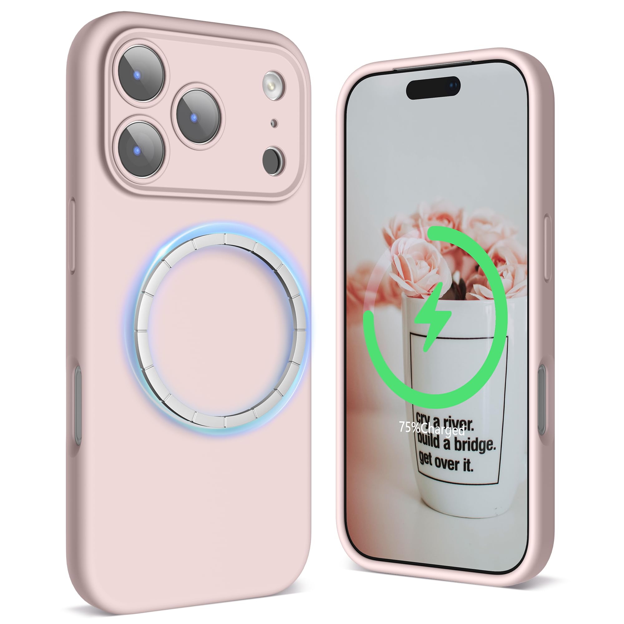 SURPHY iPhone 17 Pro 用ケース シリコン MagSafe対応,6.3インチ対応(2025) スマホケース iPhone 17 Pro(カメラの全面保護) マグネット搭載 アイフォン17 プロ用ソフトカバー(ピンク)