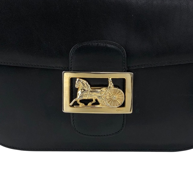 CELINE セリーヌ ショルダーバッグ ブラック 馬車 ホースキャリッジ レザー クロスボディ vintage ヴィンテージ オールド mimnwz