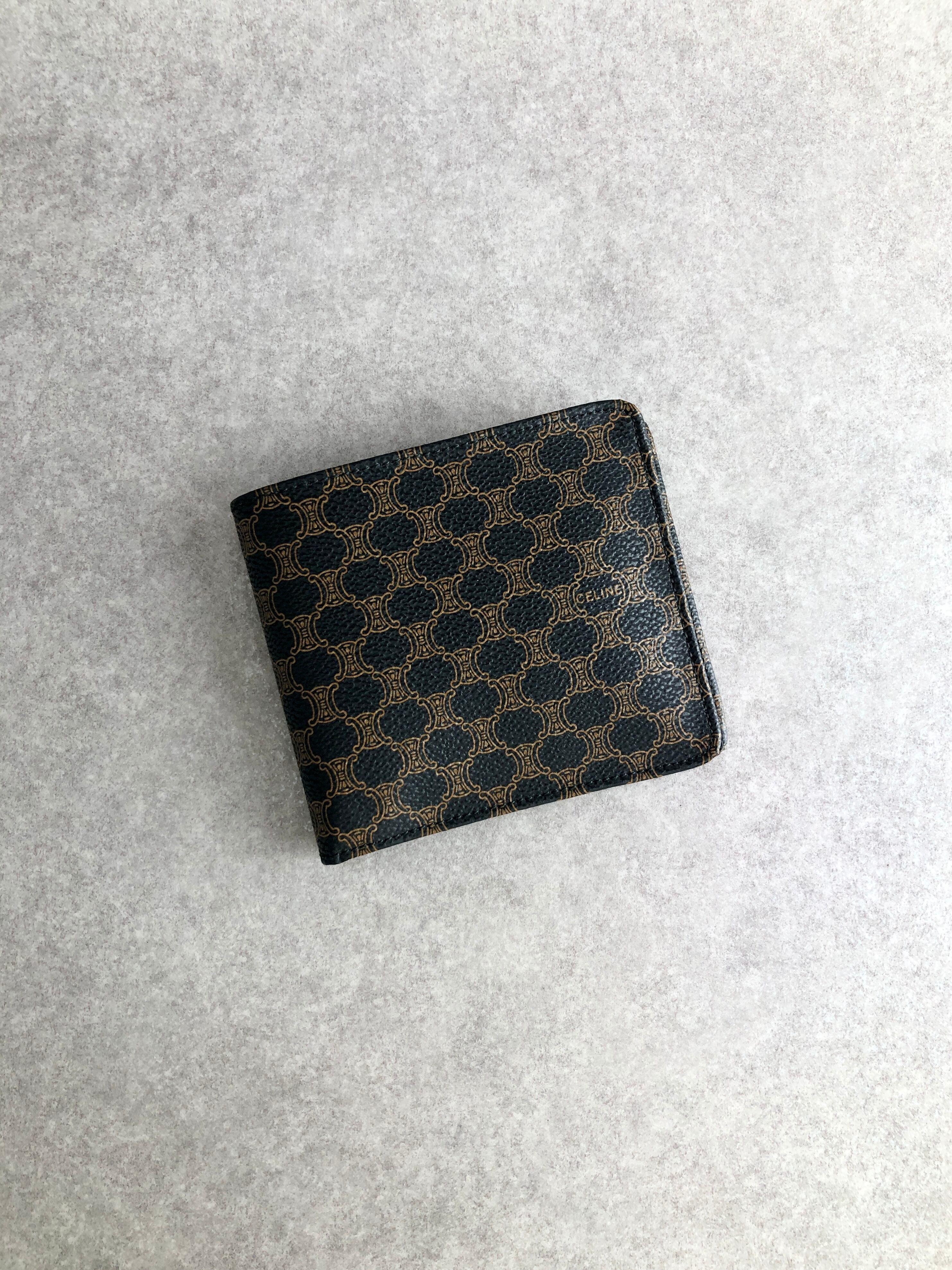 CELINE セリーヌ マカダム 財布 ブラック PVC レザー 2つ折り vintage