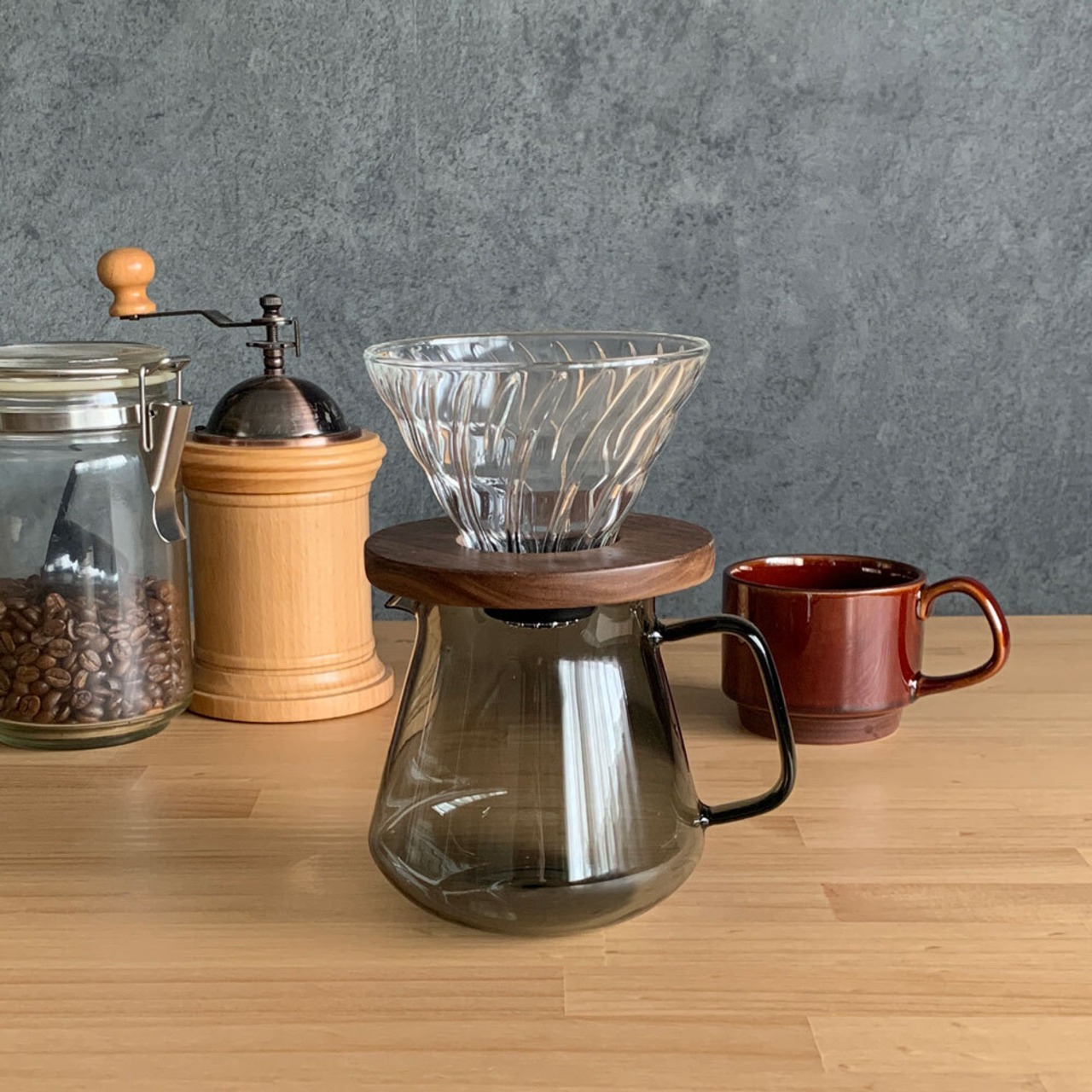 V60 耐熱ガラス 透過 ドリッパー　ウォールナット vdg-02-wn