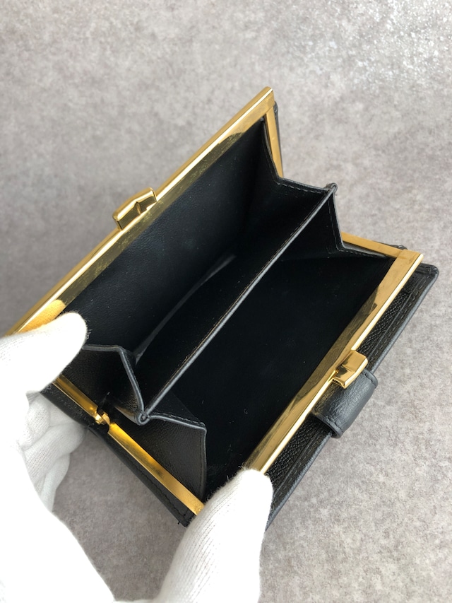 Yves Saint Laurent イヴ・サンローラン 財布 ブラック YSL レザー 二つ折り vintage ヴィンテージ オールド 8mt2m4