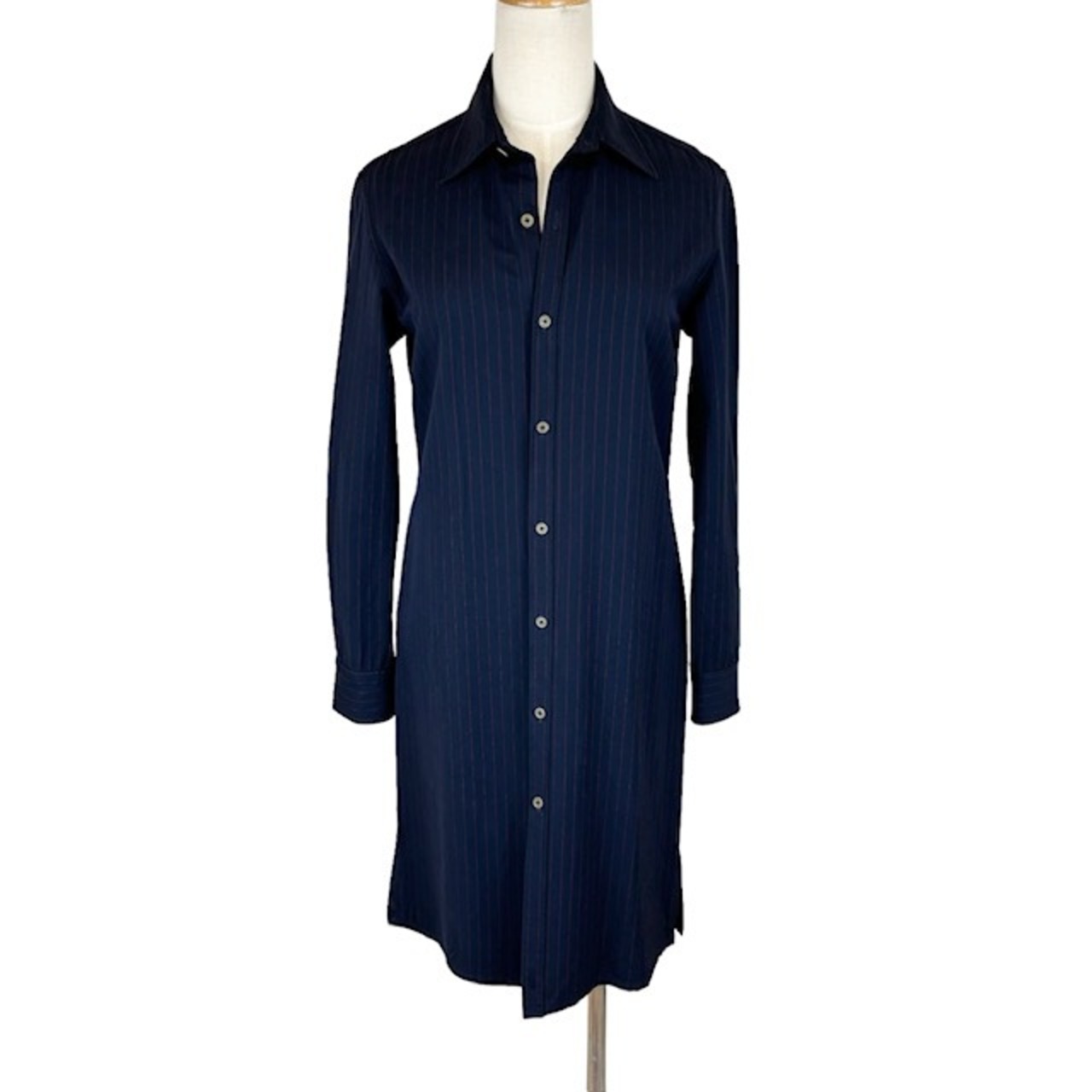 中古 ラルフローレン RALPH LAUREN 長袖 シャツワンピース ストライプ  