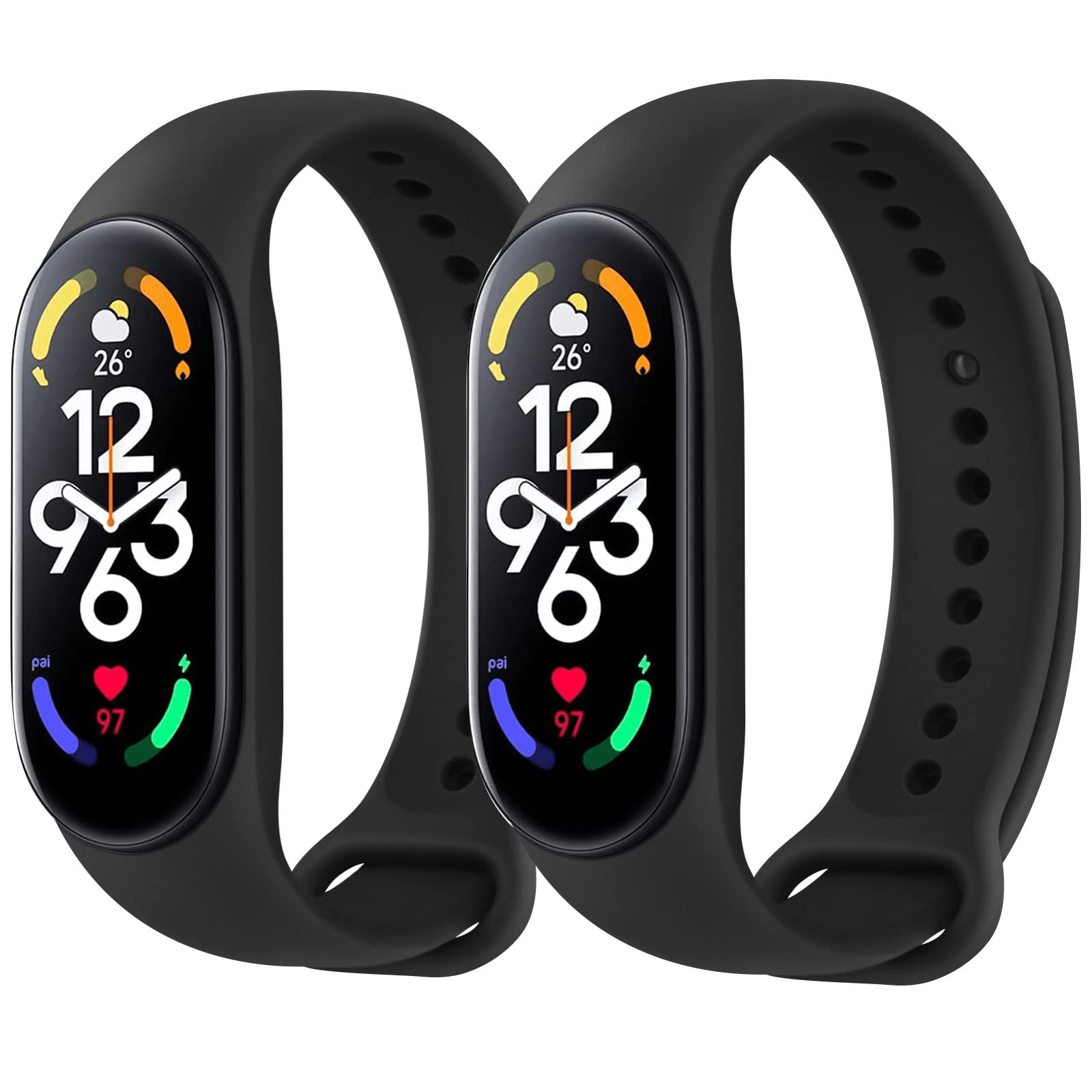 【新着特価】Vancle コンパチブル Xiaomi Mi Band 7 バンド 替えベルト 柔らかいシリコン 交換ベルト 対応 Xiaomi Mi band 7 スマートバンド (ブラック+ブラック)