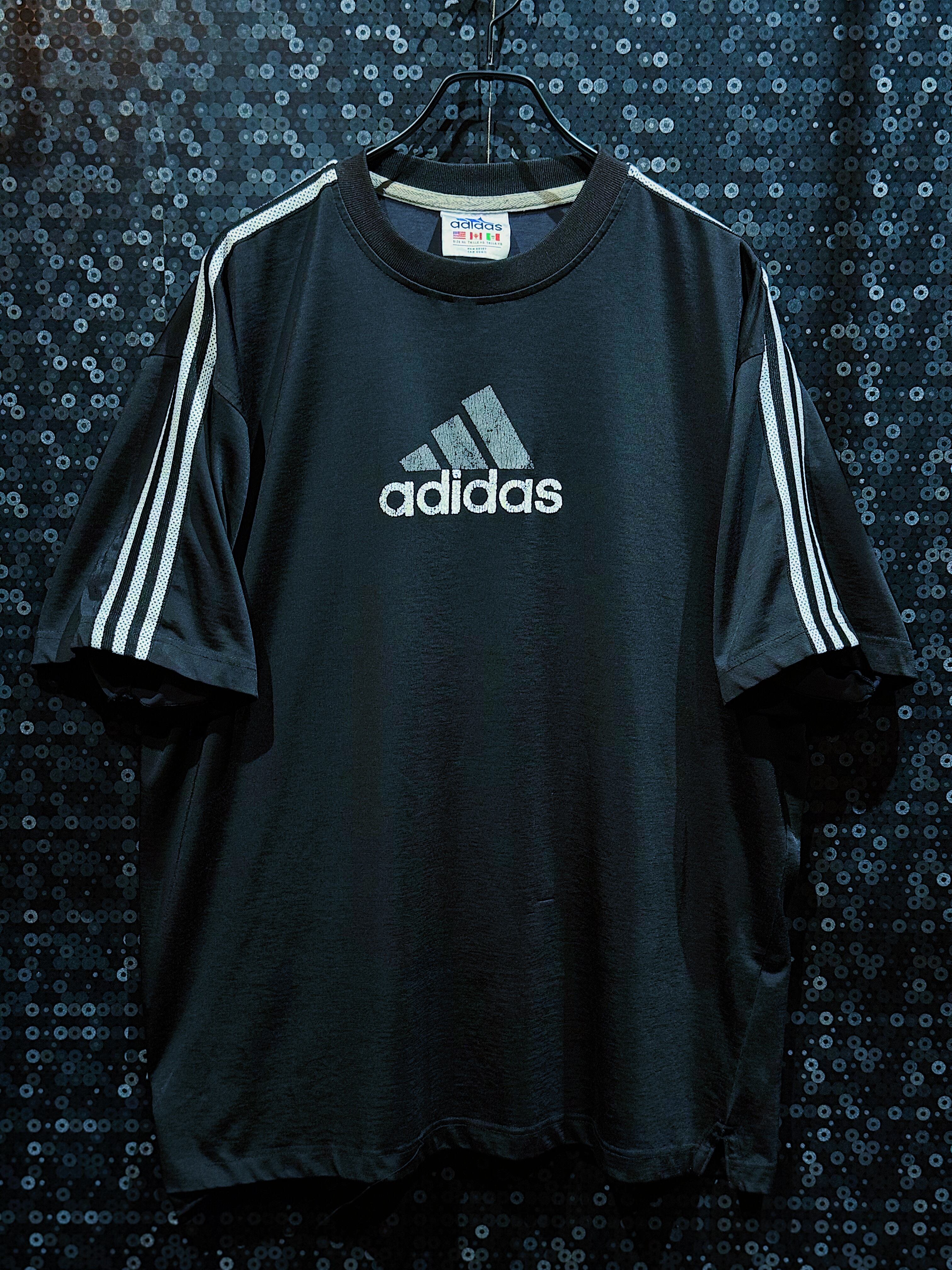 【ÆIEM】"adidas"vintage performance big logo three stripe T-shirt
