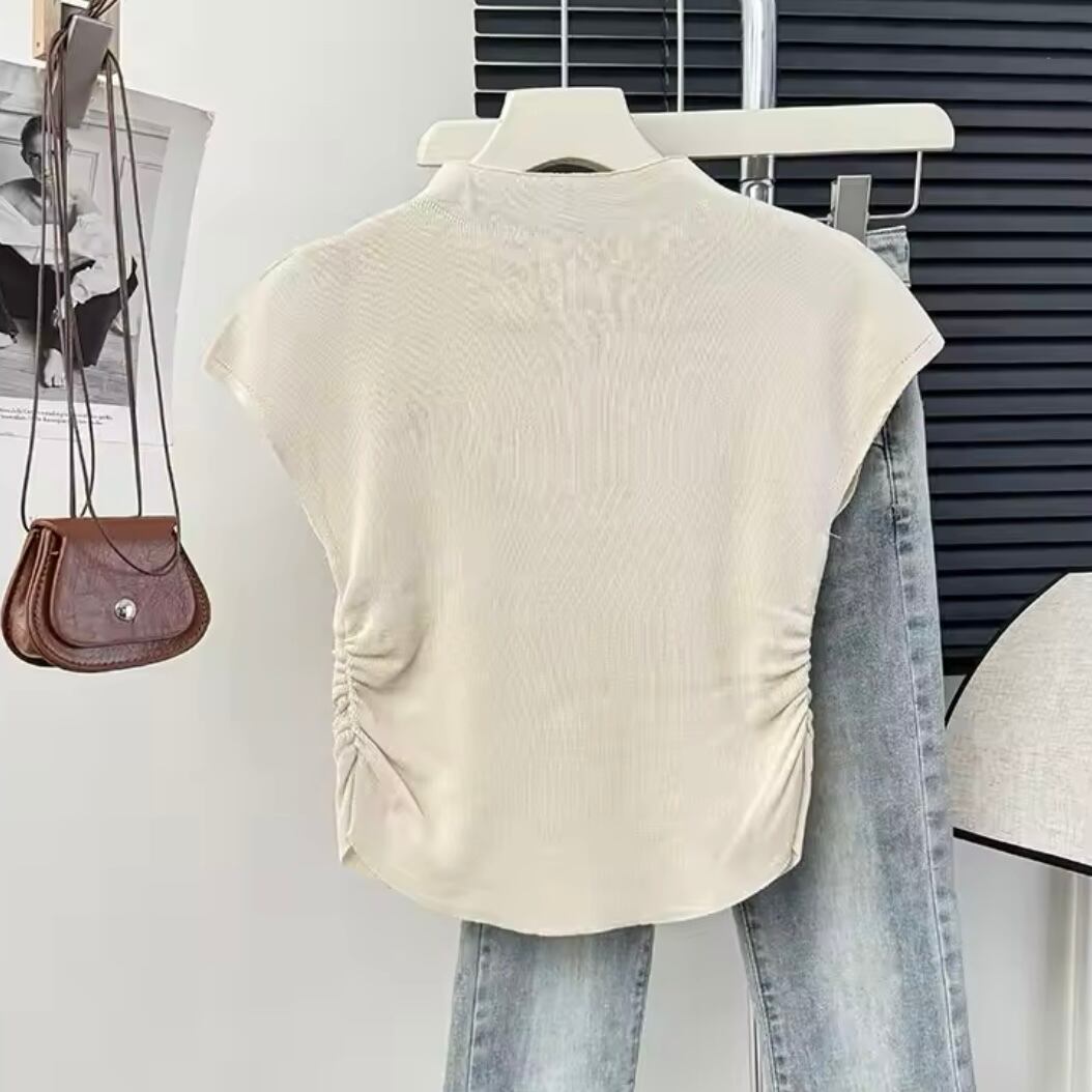 リボンモチーフクルーネックニットTシャツ