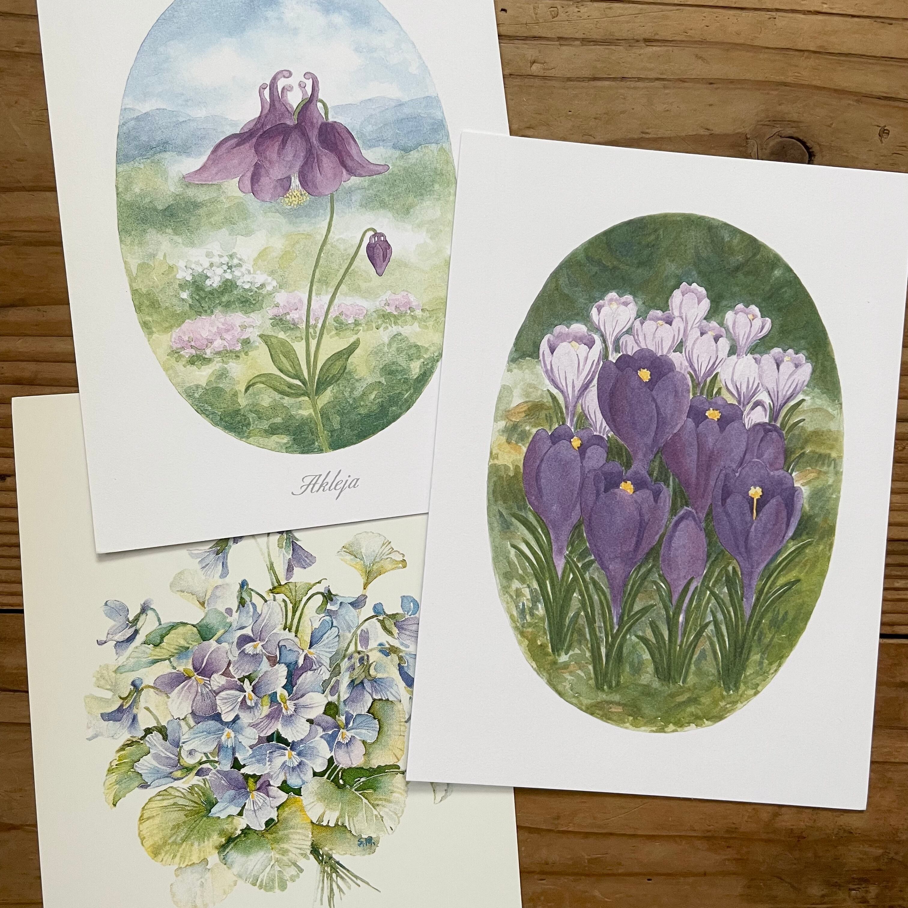 花模様の葉書セット2