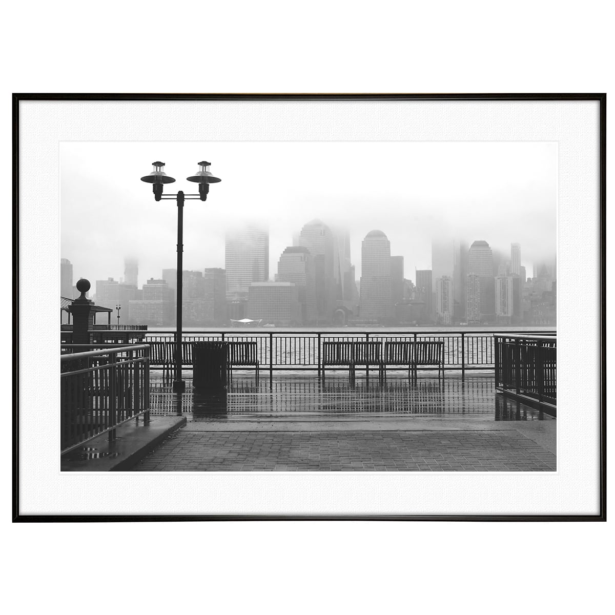 アメリカ写真 雨のニューヨーク インテリア モノクロアートポスター額装 AS3305