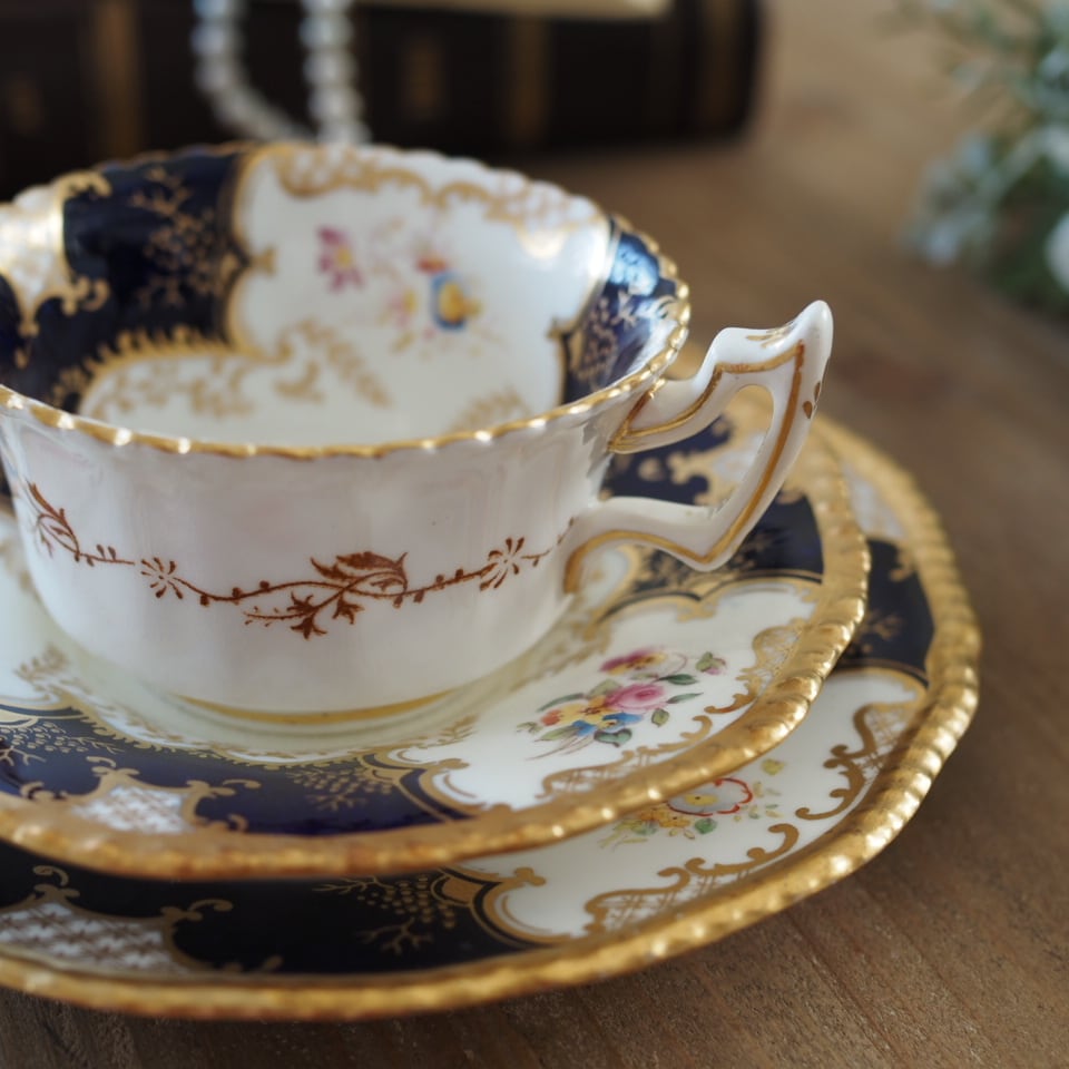 英国コールポート 希少 バットウィング・コバルト トリオA カップ