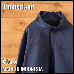 【Timberland】ハーフジップ ワンポイントロゴ 刺繍 スウェット プルオーバー ポリエステル XL ビッグサイズ ティンバーランド US古着
