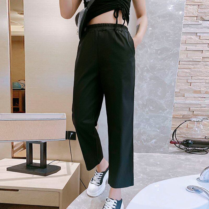 プラスサイズのレディースパンツ、ファットシスター、オールマッチストレートレッグパンツ、ルーズでシン、無地のカジュアルなナインポイントパンツ、2020年秋の新トレンド ミックスインファッション8742466090