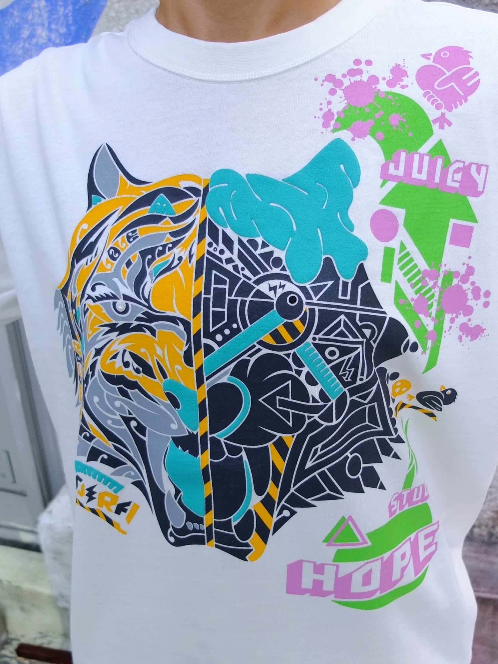 トラTORA虎 愛アイMODEはのTシャツ C/#ホワイトタイガー 