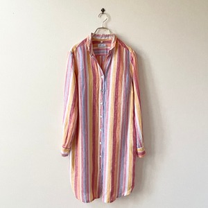 ITALY Strips Linen Long Shirts M119