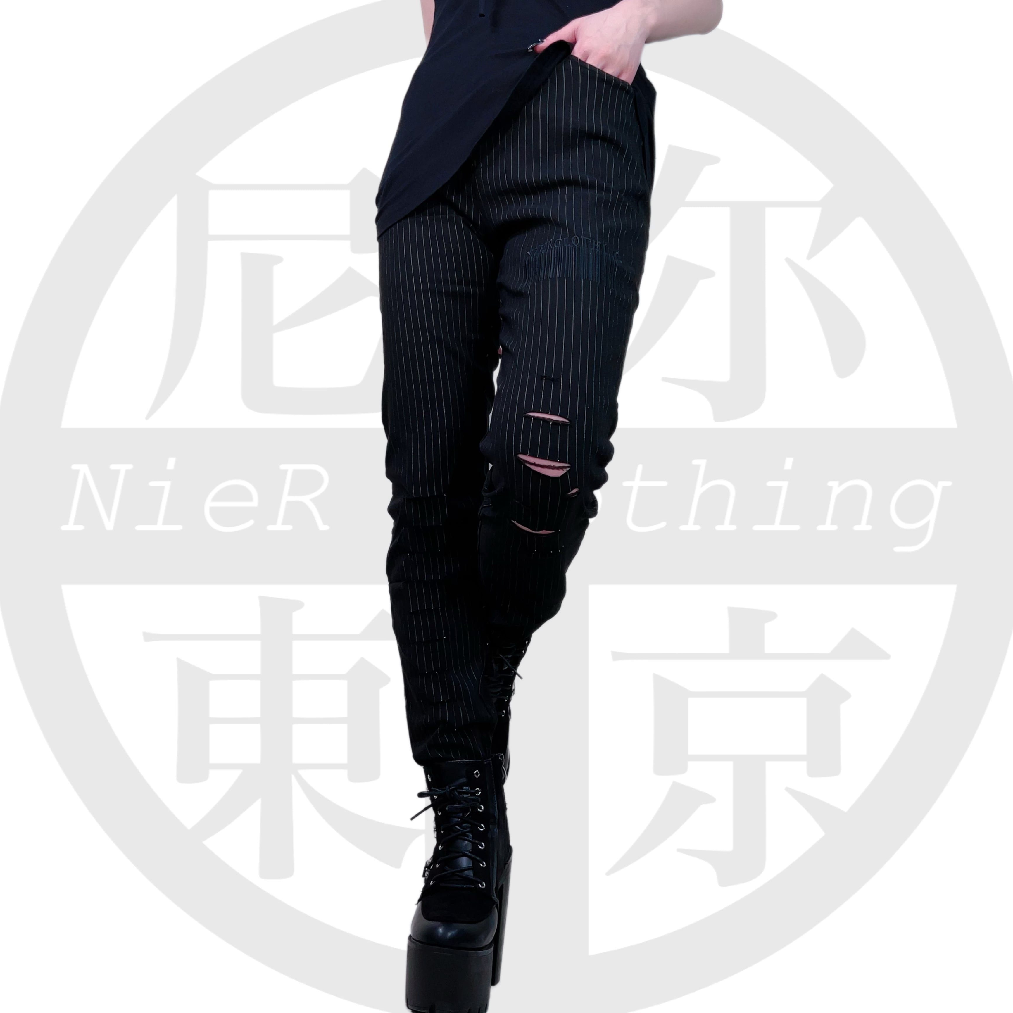 高品質4POCKET STRIPE STYLISH PANTS【ダメージ入り】 | NIER CLOTHING powered by BASE