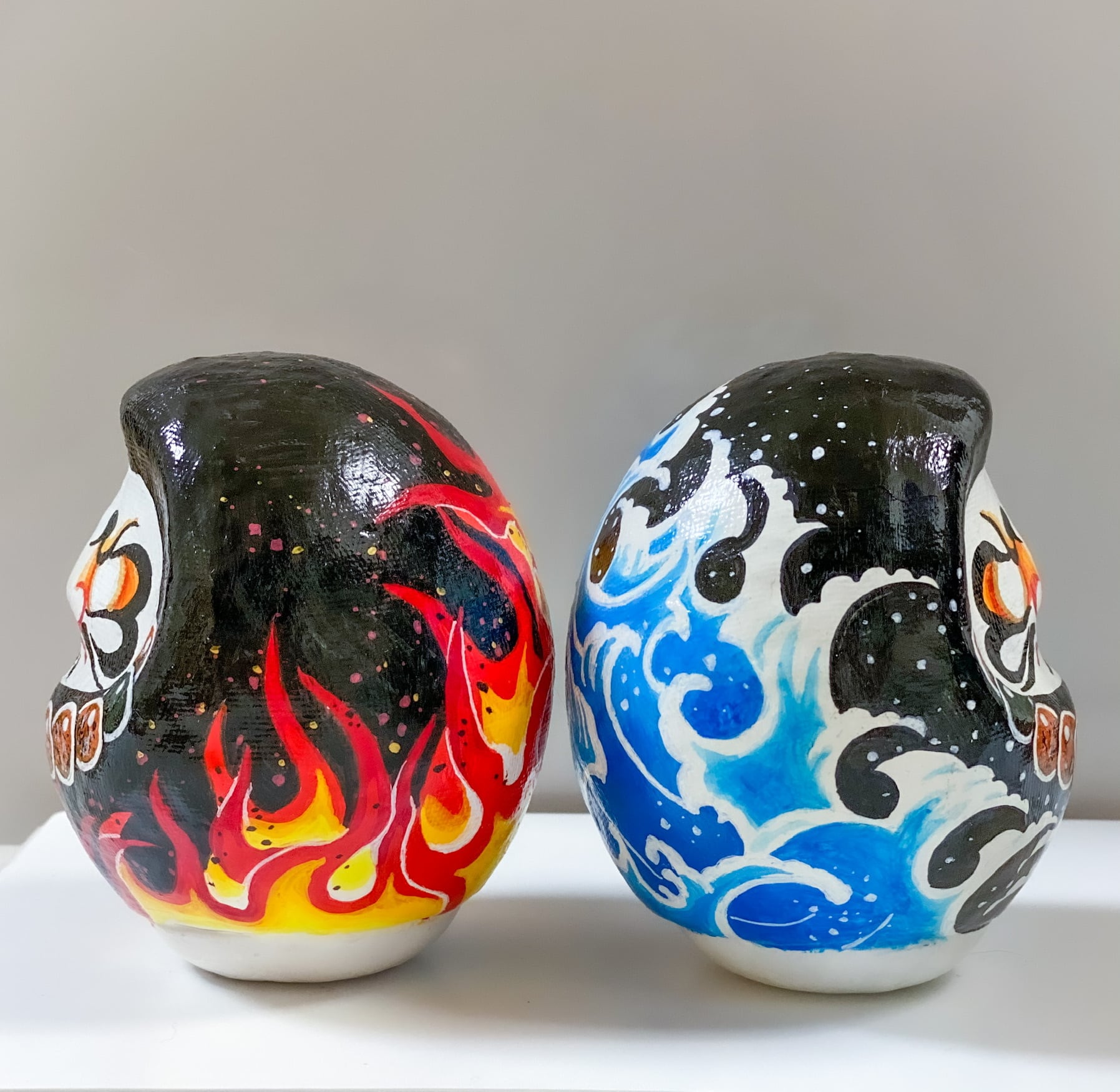 即納/開運数珠達磨 プレミアムSサイズ/炎 | japanese art 蘭