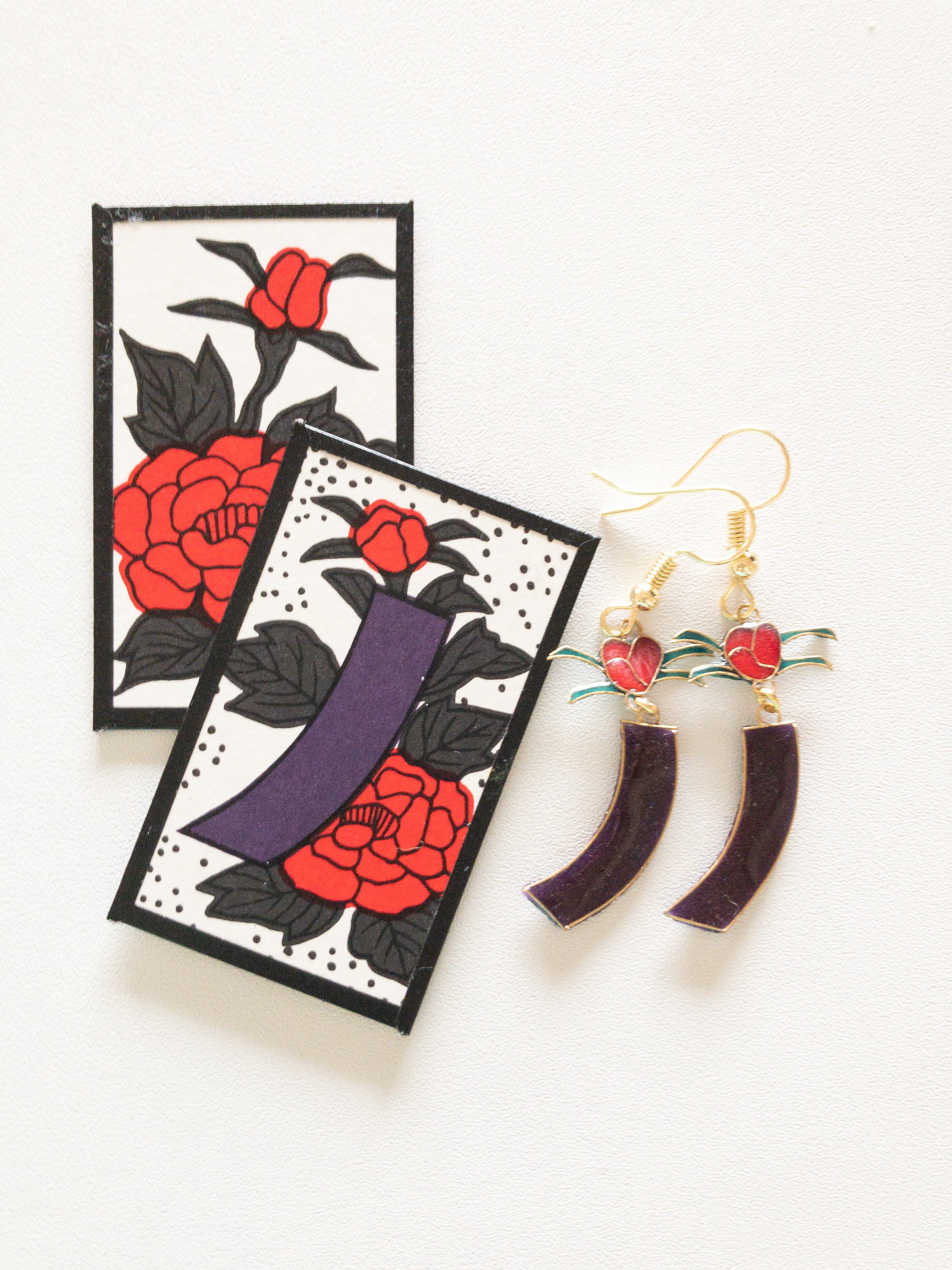 ピアス 花札シリーズ 牡丹に短冊 | Pay ID