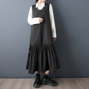 プリーツ 切替 ノースリーブワンピース  00183