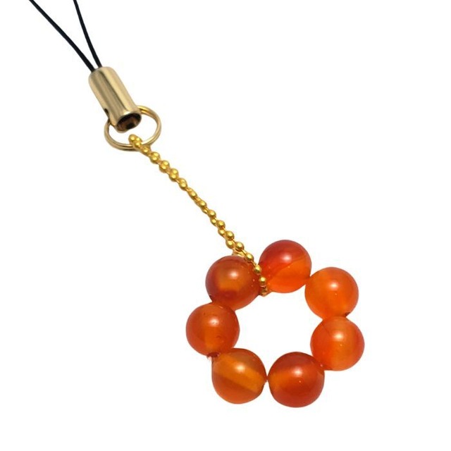 恋のチャンスを増やす オレンジ カーネリアン パワーストーン ストラップ 天然石 携帯ストラップ スマホ お守り 7月 誕生石 プレゼント ラッピング無料 メール便 送料無料 ハンドメイド アクセサリー